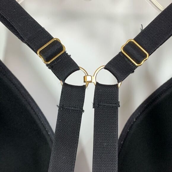 Lively Women's Wireless Padded Mesh Trim Spacer Bralette Black Size 34DD - Picture 6 of 7